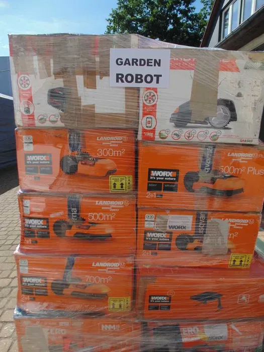 Paleta mix robotów ogrodowych Garden Robot – roboty koszące Worx Landroid różnych modeli, towar z likwidacji Amazon