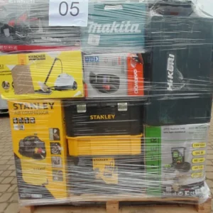 Paleta z narzędziami elektrycznymi mix – Stanley Air Compressor, Makita, Kärcher, HiKoki